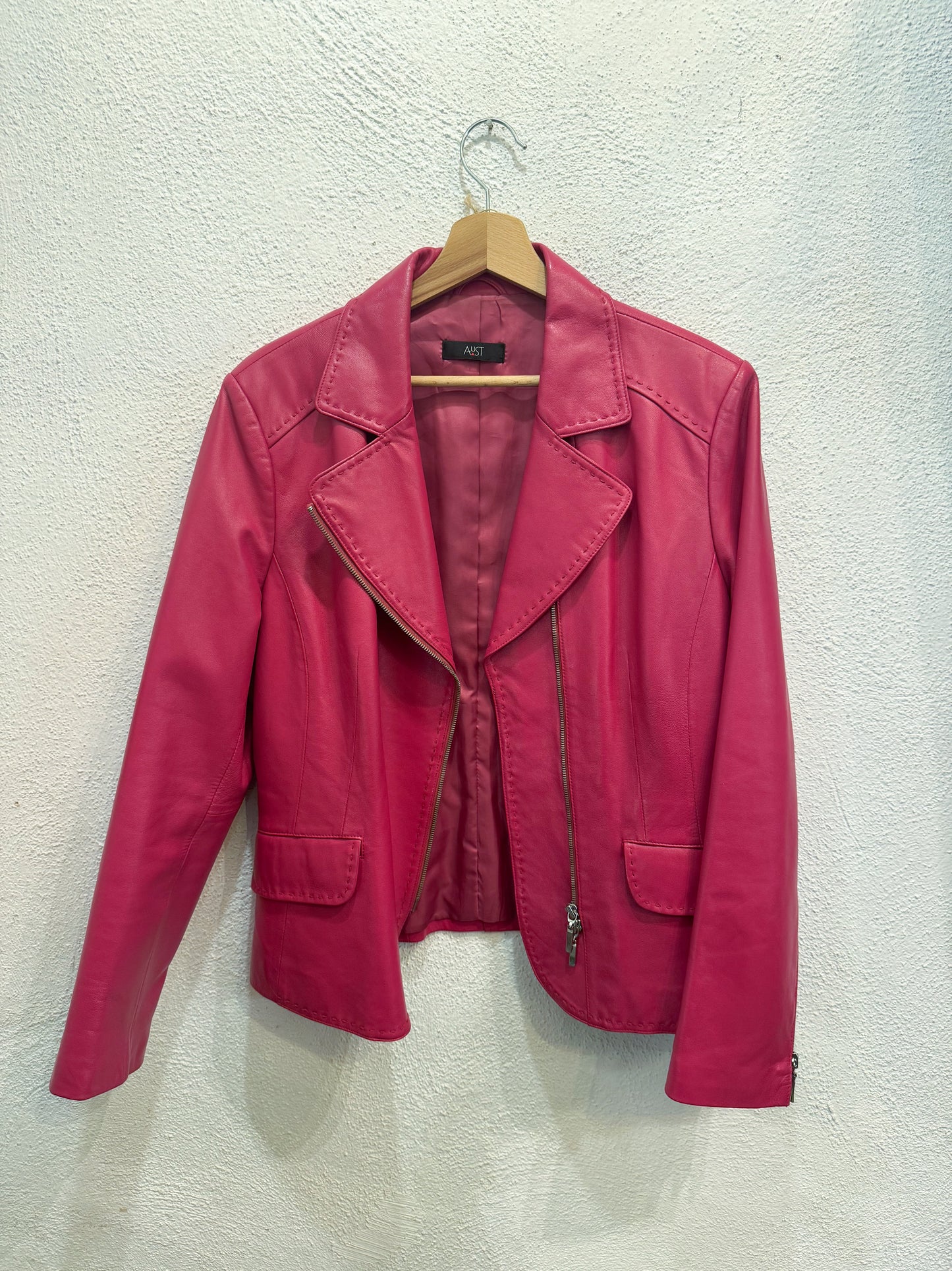 Giacca pelle fucsia