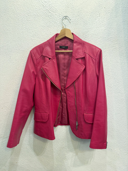 Giacca pelle fucsia