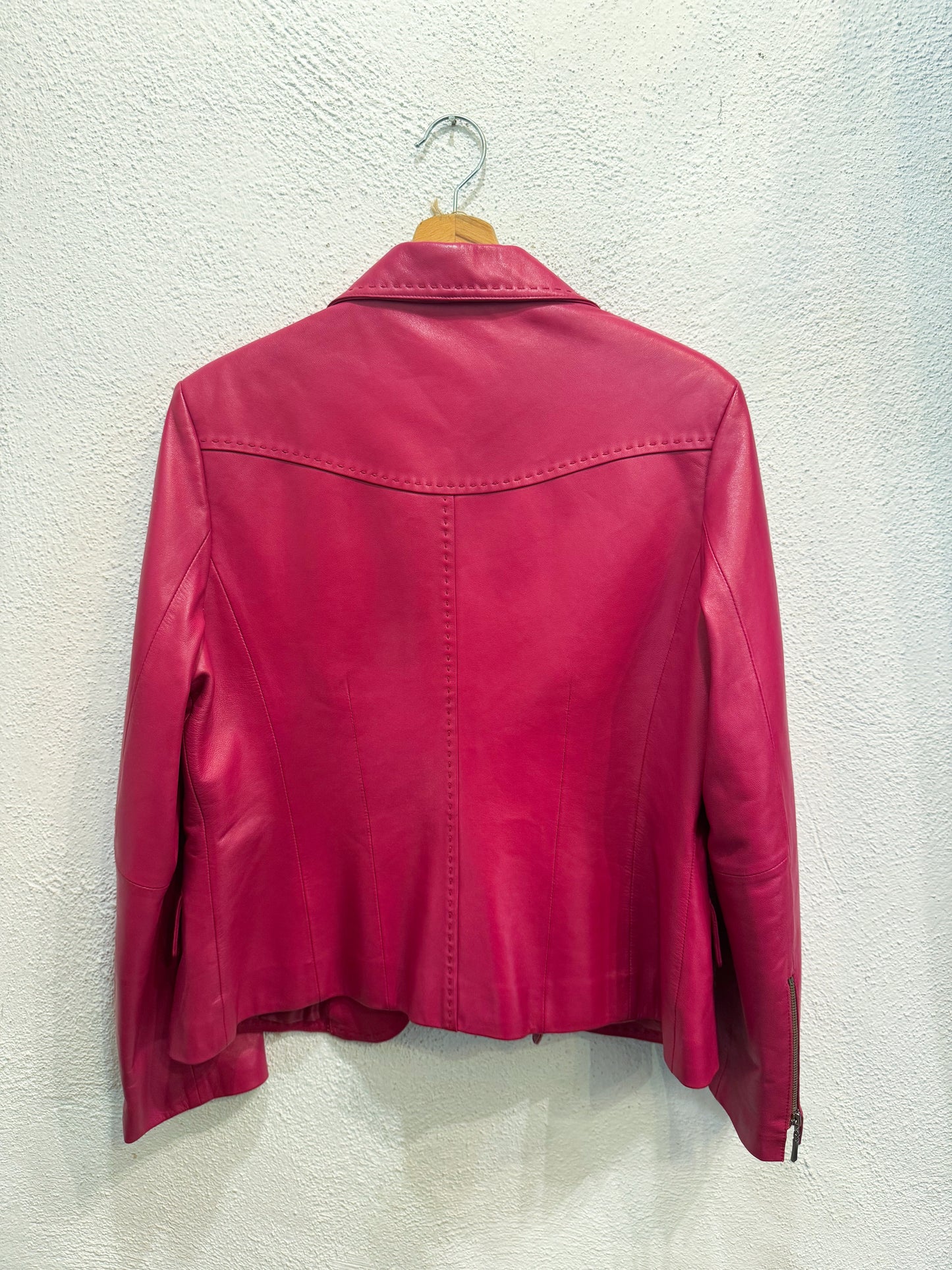 Giacca pelle fucsia